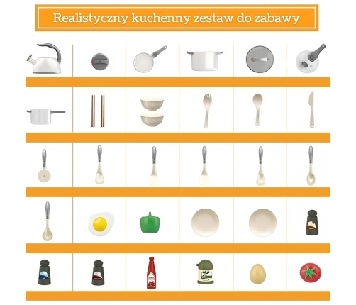 WOOPIE Zestaw Małego Kucharza Garnki Patelnia Czajnik Biały 32el.