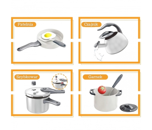 WOOPIE Zestaw Małego Kucharza Garnki Patelnia Czajnik Biały 32el.