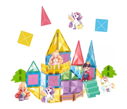 WOOPIE Klocki Magnetyczne Konstrukcyjne 3D Zestaw Edukacyjny Bajkowy Zamek 55el.