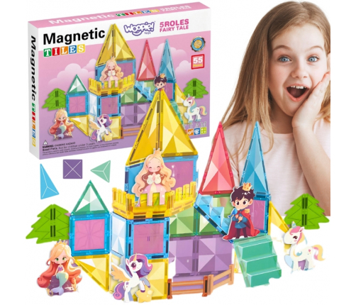 WOOPIE Klocki Magnetyczne Konstrukcyjne 3D Zestaw Edukacyjny Bajkowy Zamek 55el.