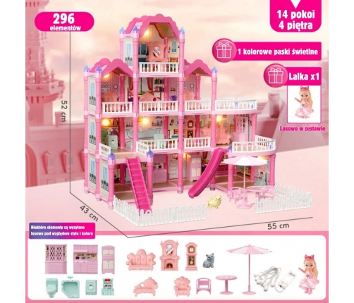 WOOPIE Domek dla Lalek Villa z Akcesoriami i Lalką 296el.