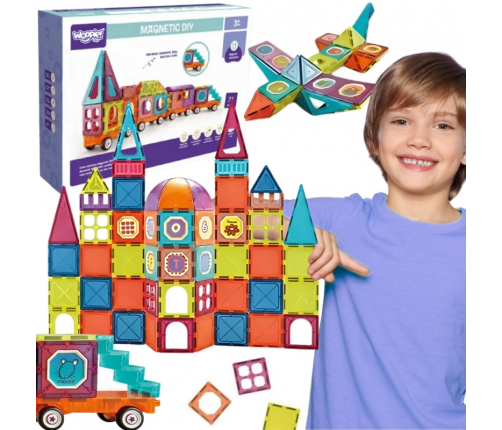 WOOPIE Klocki Magnetyczne 3D Zestaw Pociąg 71el.