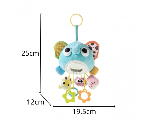 WOOPIE Baby Pluszowy Słonik Maskotka Interaktywna Przytulanka Muzyczna z Zawieszkami i Gryzakami