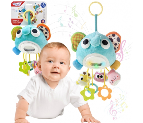 WOOPIE Baby Pluszowy Słonik Maskotka Interaktywna Przytulanka Muzyczna z Zawieszkami i Gryzakami
