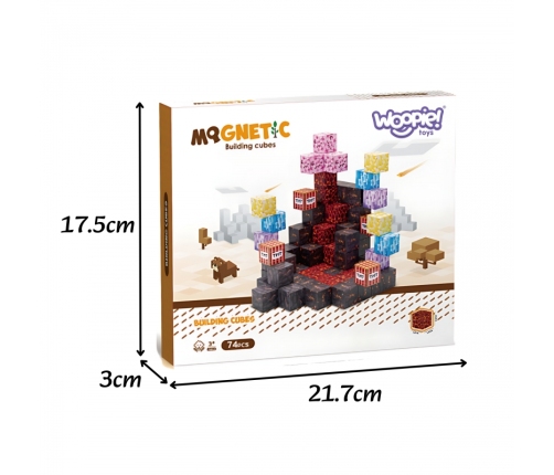 WOOPIE Klocki Magnetyczne Bloczki Sześciany Piksele Mine Craft 74el.