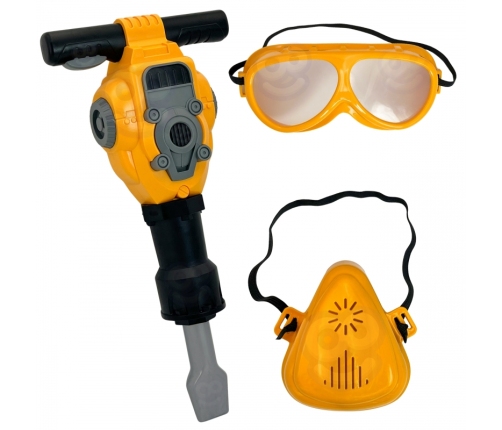 WOOPIE Zestaw Narzędzi Małego Majsterkowicza Gogle Kask Młot Pneumatyczny 21el.