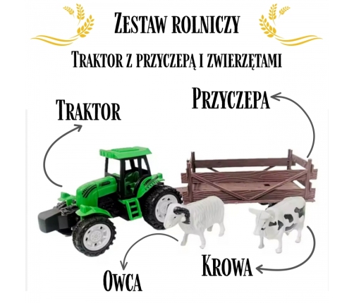 WOOPIE Traktor Rolniczy z Przyczepką i Zwierzętami