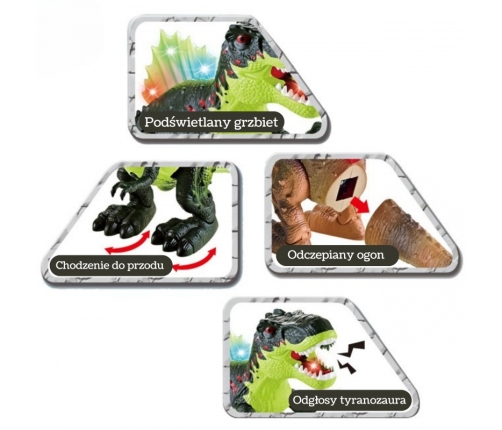 WOOPIE Chodzący Dinozaur Tyrannosaurus Rex Efekty Świetlne i Dźwiękowe