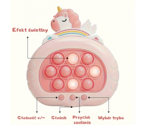 WOOPIE Gra POP IT Elektryczna Antystresowa Zręcznościowa Jednorożec