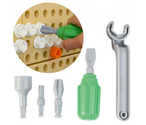 Ręczne Narzędzia 6 Elementów Śrubokręt Klucz - Tablica Naukowo-Edukacyjna Masterkidz STEM