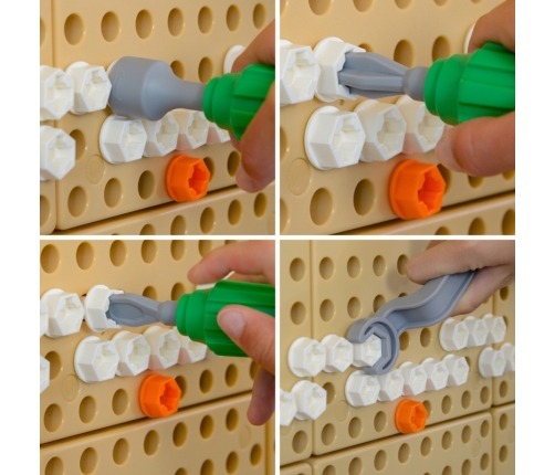 Ręczne Narzędzia 6 Elementów Śrubokręt Klucz - Tablica Naukowo-Edukacyjna Masterkidz STEM