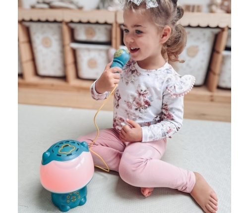 WOOPIE Multifunkcyjna Lampka RGB Głośnik Bluetooth Karaoke Modulator Głosu Karta SD AUX Turkusowa