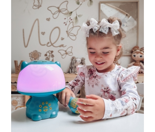 WOOPIE Multifunkcyjna Lampka RGB Głośnik Bluetooth Karaoke Modulator Głosu Karta SD AUX Turkusowa