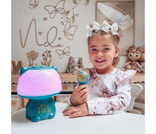 WOOPIE Multifunkcyjna Lampka RGB Głośnik Bluetooth Karaoke Modulator Głosu Karta SD AUX Turkusowa