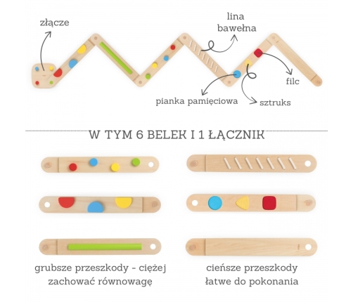 VIGA Drewniana Równoważnia Modułowa Tor Ścieżka Sensoryczna