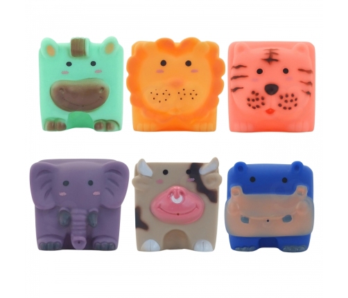 WOOPIE BABY Klocki Sensoryczne Zwierzątka Układanka do Ściskania + Dźwięk 6 el.