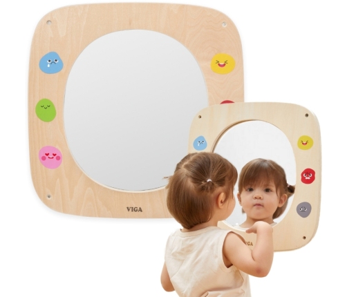 VIGA Drewniana Tablica z Lustrem i Emotkami