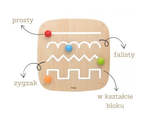 VIGA Drewniana Tablica Manipulacyjna Sensoryczna Labirynt