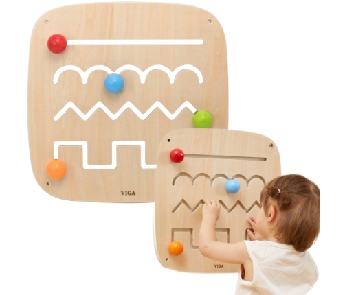 VIGA Drewniana Tablica Manipulacyjna Sensoryczna Labirynt