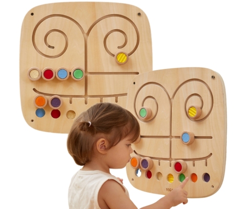 VIGA Drewniana Tablica Manipulacyjna Sensoryczna Labirynt Dotknij i Dopasuj