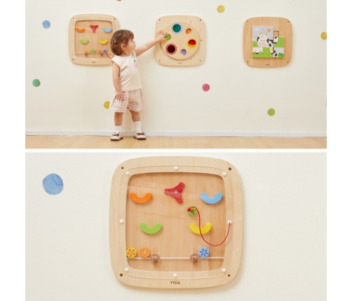 VIGA Drewniana Tablica Manipulacyjna Sensoryczna Gra w Pinball