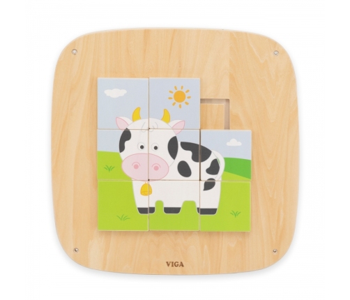 VIGA Drewniana Tablica Manipulacyjna Sensoryczna Układanka Obrazkowa