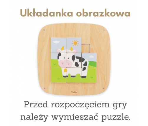 VIGA Drewniana Tablica Manipulacyjna Sensoryczna Układanka Obrazkowa