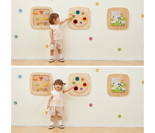 VIGA Drewniana Tablica Manipulacyjna Sensoryczna Układanka Obrazkowa