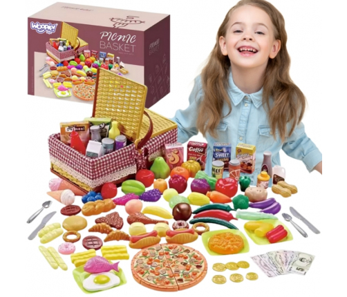 WOOPIE Kosz Piknikowy Owoce Warzywa Fast Food Zestaw XXL 103el.