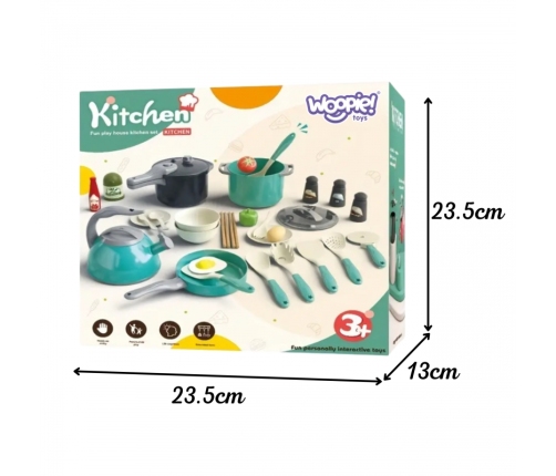 WOOPIE Zestaw Małego Kucharza Garnki Patelnia Czajnik Biały 32el.