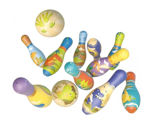 WOOPIE Gra Zręcznościowa Kręgle Dinozaury Zestaw 12el.