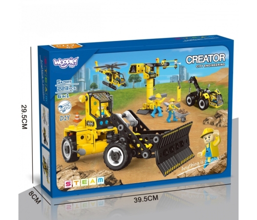 WOOPIE Klocki Konstrukcyjne Zbuduj Pojazdy Budowlane 8 Modeli STEAM
