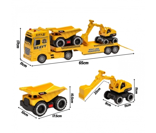 WOOPIE Samochód Laweta z Pojazdami Budowlanymi