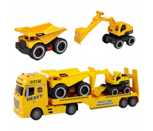 WOOPIE Samochód Laweta z Pojazdami Budowlanymi