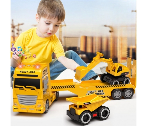 WOOPIE Samochód Laweta z Pojazdami Budowlanymi