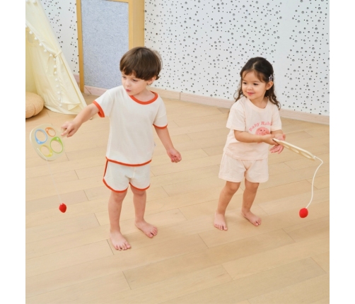 VIGA Drewniany Zestaw Paletek do Gry Złap Piłkę z Punktacją