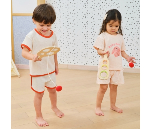 VIGA Drewniany Zestaw Paletek do Gry Złap Piłkę z Punktacją