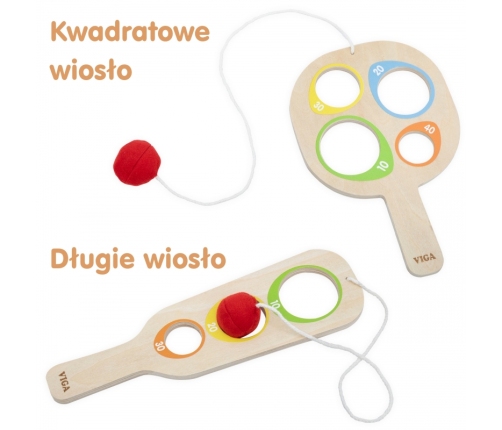 VIGA Drewniany Zestaw Paletek do Gry Złap Piłkę z Punktacją