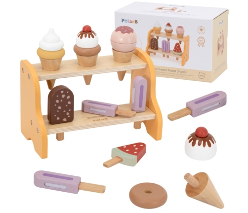 VIGA Drewniana Lodziarnia Sklepik Zestaw z Lodami 6 szt Lodów