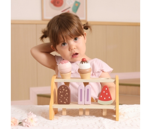 VIGA Drewniana Lodziarnia Sklepik Zestaw z Lodami 6 szt Lodów