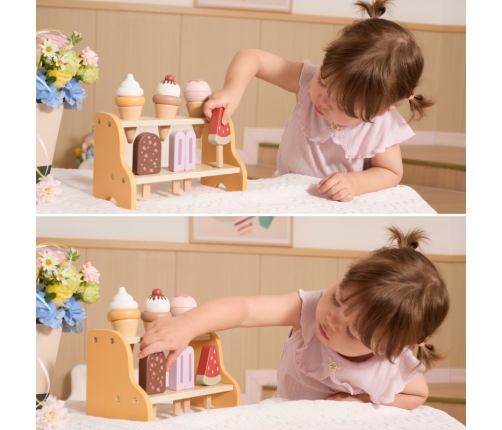 VIGA Drewniana Lodziarnia Sklepik Zestaw z Lodami 6 szt Lodów