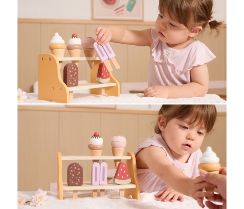 VIGA Drewniana Lodziarnia Sklepik Zestaw z Lodami 6 szt Lodów