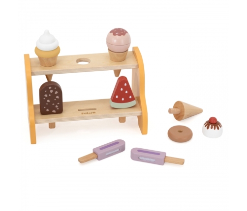 VIGA Drewniana Lodziarnia Sklepik Zestaw z Lodami 6 szt Lodów