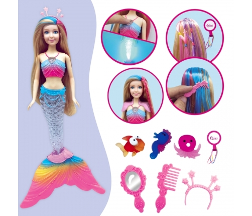 WOOPIE Lalka Syrenka Gina Magiczna Tęczowa z Akcesoriami