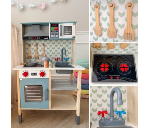 TOOKY TOY Duża Drewniana Kuchnia dla Dzieci 10 el. FSC