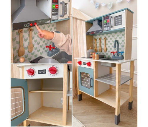 TOOKY TOY Duża Drewniana Kuchnia dla Dzieci 10 el. FSC
