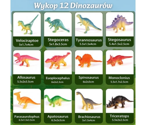 WOOPIE Wykopalisko Jajko Dinozaura Zestaw Archeologa do Rozkopania 12 Dinozaurów