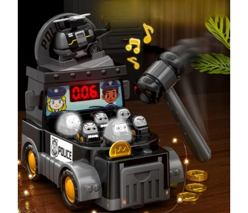 WOOPIE Gra Zręcznościowa Uderz Młotkiem Wbijak Wóz Policyjny z Akcesoriami