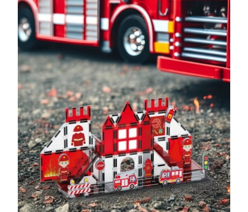 WOOPIE Klocki Magnetyczne 3D Zestaw Straż Pożarna 48el.
