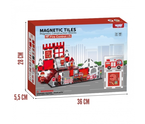 WOOPIE Klocki Magnetyczne 3D Zestaw Straż Pożarna 48el.